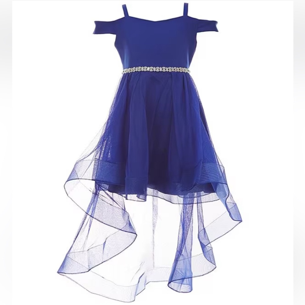 Rare Editions
Big Girls Cold-Shoulder Scuba/Mesh Ballgown